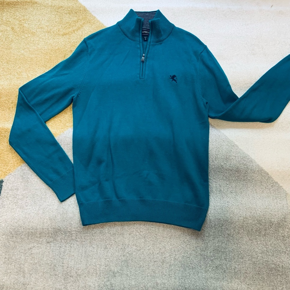 Express Teal Half Zip Collared Pull Over